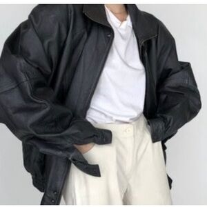 Black Oversized Bomber Jacket